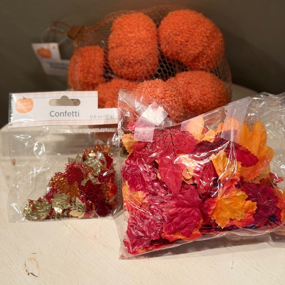 Fall Autumn Leaf Confetti Pumpkins Decor Craft Supplies Set